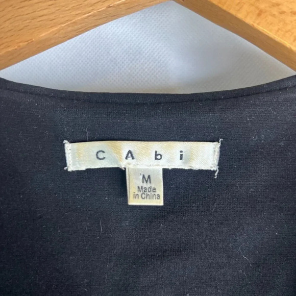 CAbi‎ Black Slant Front Zip Long Sleeve Ponte Cardigan Moto Jacket Sz MD - Picture 6 of 9
